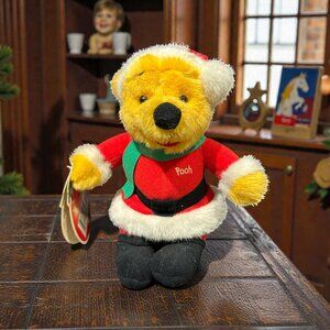 Vintage Winnie the Pooh Christmas Plush, Holiday Pooh Bear